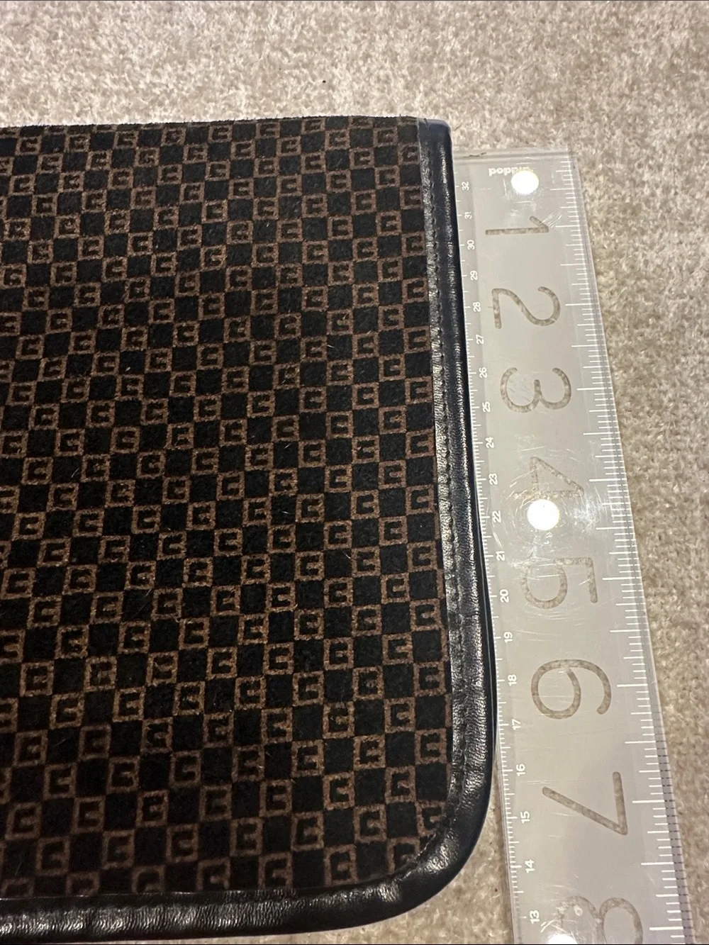 Monogram Pattern Brown Canvas Portfolio Clutch